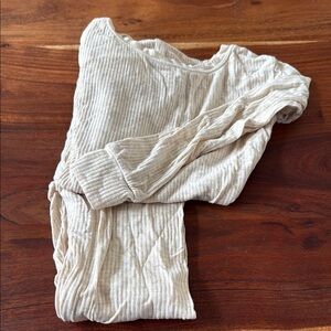 Little Sleepies Oatmeal Ribbed Long sleeve Pajama Set